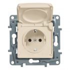 Розетка Legrand Etika IP 44 с крышкой и шторками, с заземлением, самозажимные клеммы, слоновая кость (бежевый) изображение 1