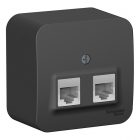 Накладная розетка двойная RJ45 + RJ11 SE Blanca антрацит изол.пластина изображение 1