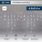 Гирлянда бахрома светодиодная 4,8х0,6м 152LED белый IP44, постоянное свечение,белый провод изображение 1