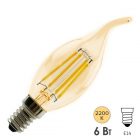 Лампа филаментная светодиодная свеча на ветру FL-LED Vintage C35 6W 2200K 220V E14 600Lm D35x117mm изображение 1