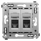 Компьютерная розетка RJ-45 в стену DKC Avanti кат.5e двойная, закаленная сталь изображение 1