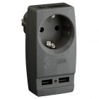 Зарядое устройство ЭРА Polynom 1х220V + 2xUSB 2100mA, черный SP-1e-USB-B 5055945555684 изображение 1