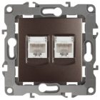 Розетка информационная двойная ЭРА 2XRJ45 кат.5е IP20 12, бронза 12-3108-13 изображение 1