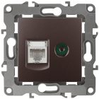 Розетка комбинированная ЭРА RJ45 кат.5е +TV IP20 12, бронза 12-3110-13 изображение 1