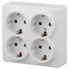 Накладная розетка ЭРА Эксперт 4х2P+E Schuko со шторками 16A-250В IP20 белый 11-2211-01 изображение 1