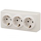 Накладная розетка ЭРА Эксперт 3х2P+E Schuko 16A-250В IP20 слоновая кость 11-2208-02 (бежевый) изображение 1