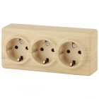 Накладная розетка ЭРА Эксперт 3х2P+E Schuko 16A-250В IP20 сосна 11-2208-11 изображение 1