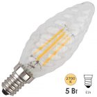 Лампа филаментная светодиодная свеча ЭРА витая F-LED BTW 5W 827 2700K E14 прозрачная изображение 1