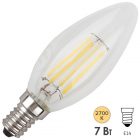 Лампа филаментная светодиодная свеча ЭРА F-LED B35 7W 827 2700K E14 прозрачная изображение 1