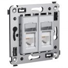 Компьютерная розетка RJ-45 в стену DKC Avanti кат.6 двойная, закаленная сталь изображение 1
