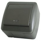Выключатель одноклавишный TDM открытой установки Селигер с подсветкой 10А IP44 серый изображение 1