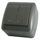 Выключатель двухклавишный TDM открытой установки Селигер с подсветкой 10А IP44 серый изображение 1