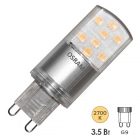 Лампа светодиодная капсула Osram STPIN38 3,5W/827 2700K 220V G9 400lm d20x57mm теплый свет изображение 1