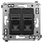 Компьютерная розетка RJ-45 в стену DKC Avanti кат.5e двойная, черный матовый изображение 1