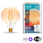 Светодиодная лампа филаментная Gauss Smart Home DIM+CCT E27 G95 Golden 6,5 Вт 2000-5500 К изображение 1