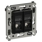 Компьютерная розетка RJ-45 в стену DKC Avanti кат.6 двойная, черный матовый изображение 1