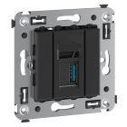 USB 3.0 розетка одинарная в стену DKC Avanti тип А-А, черный матовый изображение 1