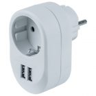 Розетка с заземлением и USB-зарядкой Navigator NAD-USB01-1E-C-WH 1х220V + 2xUSB тип А 5V/3.4A изображение 1