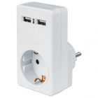 Розетка с заземлением и USB-зарядкой Navigator NAD-USB02-1E-C-WH 1х220V + 2xUSB тип А 5V/2.1A изображение 1