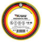 Изолента ПВХ Kranz 15мм х 10м толщина 0,13 желто-зеленая [уп.10шт] изображение 1