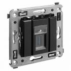 USB 3.0 розетка одинарная в стену DKC Avanti, тип А-А,, черный квадрат изображение 1