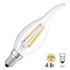 Лампа филаментная светодиодная свеча на ветру Osram PARATHOM BA40 4W/827 220V E14 изображение 1