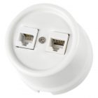 Накладная розетка RJ11+RJ45 двойная TDM Болонь фарфор белый изображение 1