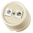 Накладная розетка RJ11+RJ45 двойная TDM Болонь фарфор слоновая кость (бежевый) изображение 1