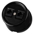 Накладная розетка RJ45 двойная TDM Болонь фарфор черный изображение 1
