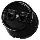 Накладная розетка RJ11+RJ45 двойная TDM Болонь фарфор черный изображение 1