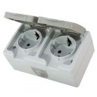 Розетка двойная TDM 2П+3 (горизонтальная) открытой установки Вуокса 16А IP54 серый изображение 1