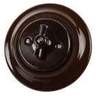 Переключатель 1-клавишный перекрестный TDM Болонь с ручкой (бантик) 10А фарфор коричневый изображение 1