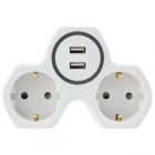 Двойник электрический Rexant 16 А с заземлением и защитными шторками + 2 USB порта, 2,4 А, белый изображение 1