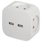 Разветвитель ЭРА SP-4-USB-W на 4 розетки 220В+2xUSB 2400мА без заземления 10А белый изображение 1
