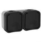 Розетка двойная ИЭК TORS TS122 2х2П+3 с крышкой и шторками горизонтальная 16А IP55 графит изображение 1