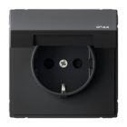 Розетка Systeme Electric ArtGallery 2P+E 16А со шторками и крышкой IP44 карбон изображение 1