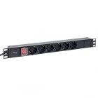 Блок розеток EKF PDU Teracom 19 1U 16А/250В 6 розеток EKF Schuko с выключателем шнур питания длиной изображение 1