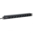 Блок розеток EKF PDU Teracom PRO 19 1U 16А/250В 9 розеток Schuko кабель 2м с вилкой Schuko черн изображение 1