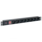 Блок розеток EKF PDU Teracom PRO 19 1U 10А/250В 8 розеток EKF Schuko выключатель без кабеля черный изображение 1