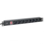 Блок розеток EKF PDU Teracom PRO 19 1U 16А/250В 8 розеток EKF Schuko выключатель кабель 2м черный изображение 1
