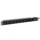 Блок розеток EKF PDU Teracom PRO 19 1U 10А/250В 9 розеток EKF Schuko кабель 2м вилка C14 черный изображение 1