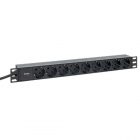 Блок розеток EKF PDU Teracom PRO 19 1U 16А/250В 9 розеток Schuko кабель 2м вилка Schuko черный изображение 1