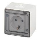 Розетка с заземлением открытой установки ЭРА Эксперт 11-2502-01 2P+E 16А шторки IP55 белый изображение 1