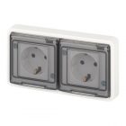Розетка 2-я скрытой установки ЭРА Эксперт 11-2523-01 2х2P+E г-я 16А IP55 белый изображение 1