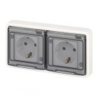 Розетка 2-я скрытой установки ЭРА Эксперт 11-2524-01 2х2P+E 16А шторки г-я IP55 белый изображение 1