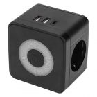 Двойник электрический Rexant Куб 2х2P+E 16А 2хUSB-A 2,4А, USB Type-C 3А ночник черный изображение 1