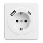 Розетка с заземлением Kranz Miele Round 16А со шторками и USB A+С 5В/3А с рамкой перламутр изображение 1