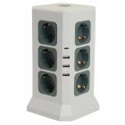 Удлинитель Stekker Comfort HM10-61-01 12х2P+E 16A 3520Вт 3USB A+1C 5V 3,4A 3x1мм2 1.5 м белый/серый изображение 1