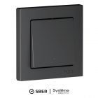 Умный одноклавишный выключатель AtlasDesign Sber & Systeme Electric 10А Zigbee L+N, карбон изображение 1