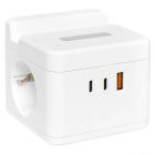 Удлинитель EKF Куб, 2х2Р+Е шторки, 3USB 3А быстрая зарядка подставка ночник, кабель 1,3м 1мм2 PROxim изображение 1